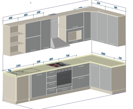 Проекты : Чертеж кухни.